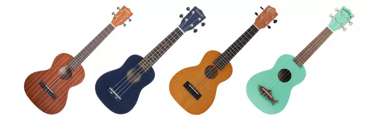 4 Ukuleles of different colours